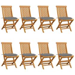 Chaises de et coussins gris lot de 8 Bois de teck massif