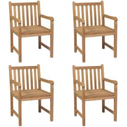 Chaises d'ext&eacute;rieur lot de 4 Bois de teck solide