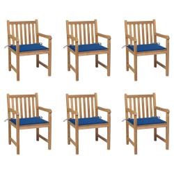 Chaises de lot de 6 et coussins bleu royal Bois de teck
