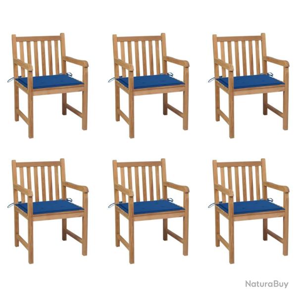 Chaises de lot de 6 et coussins bleu royal Bois de teck