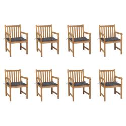 Chaises de lot de 8 avec coussins anthracite Bois teck