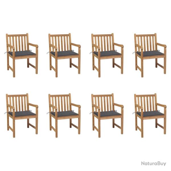 Chaises de lot de 8 avec coussins anthracite Bois teck