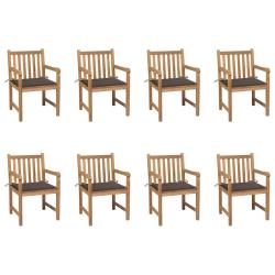 Chaises de lot de 8 avec coussins taupe Bois teck massif