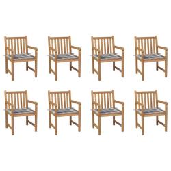 Chaises de lot de 8 et coussins carreaux gris Bois teck