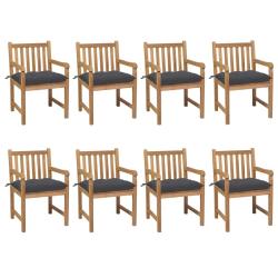Chaises de lot de 8 avec coussins anthracite Teck solide