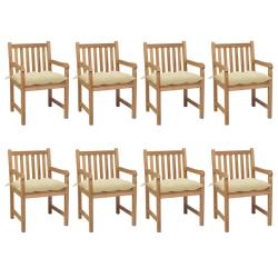 Chaises de lot de 8 et coussins blanc cr&egrave;me Teck solide