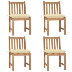 Chaises de lot de 4 avec coussins Bois de teck massif