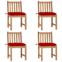 Chaises de lot de 4 avec coussins Bois de teck massif