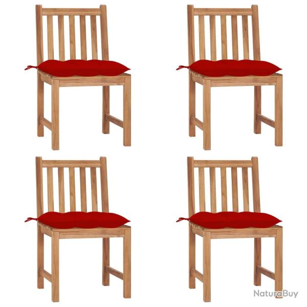 Chaises de lot de 4 avec coussins Bois de teck massif