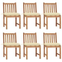 Chaises de lot de 6 avec coussins Bois de teck massif