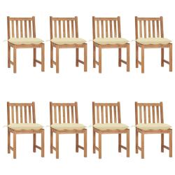 Chaises de lot de 8 avec coussins Bois de teck massif