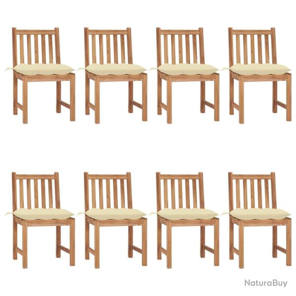 Chaises de lot de 8 avec coussins Bois de teck massif