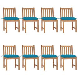 Chaises, lot de 8, avec coussins, en bois de teck massif