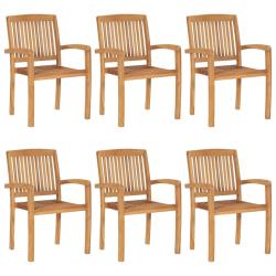 Chaises de empilables 6 pcs Bois de teck solide