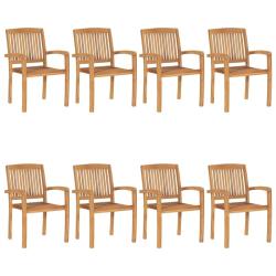 Chaises de empilables 8 pcs Bois de teck solide