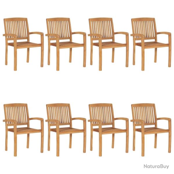 Chaises de empilables 8 pcs Bois de teck solide
