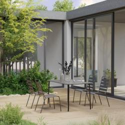 Ensemble &agrave; manger de 5 pcs Acier Gris fonc&eacute;