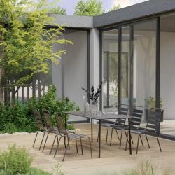 Ensemble &agrave; manger de 7 pcs Acier Gris fonc&eacute;