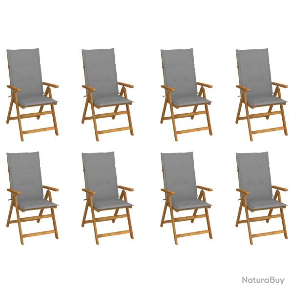 Chaises pliables de avec coussins lot de 8 Bois d'acacia