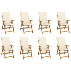 Chaises pliables de avec coussins lot de 8 Bois d'acacia