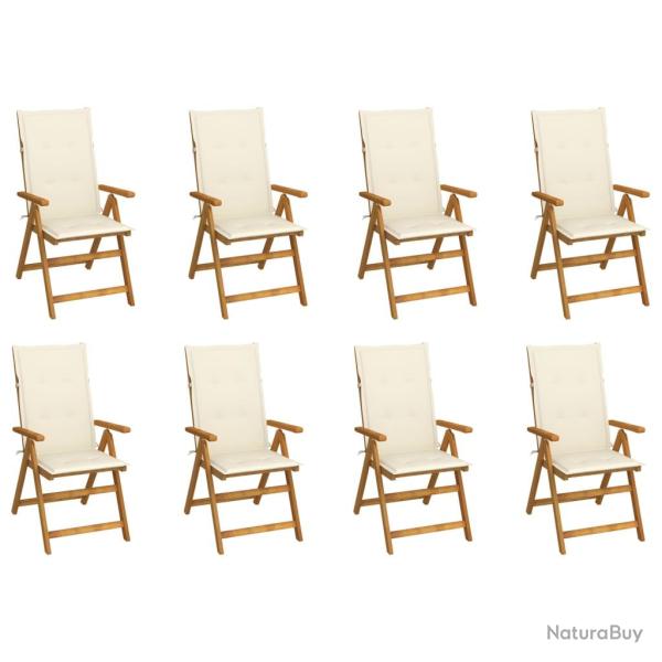 Chaises pliables de avec coussins lot de 8 Bois d'acacia