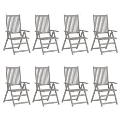 Chaises inclinables de lot de 8 Gris Bois solide acacia