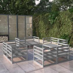 Salon de 8 pcs Gris Bois de pin massif