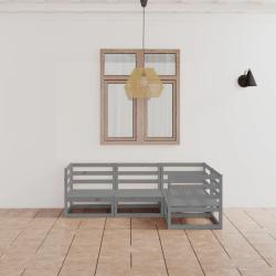 Salon de 4 pcs gris bois de pin massif