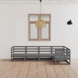 Salon de 5 pcs gris bois de pin massif