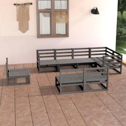 Salon de 8 pcs gris bois de pin massif