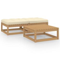 Salon de 3 pcs avec coussins Bois de pin massif