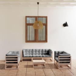 Salon de 8 pcs avec coussins Bois de pin massif