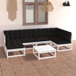 Salon de 7 pcs avec coussins Bois de pin massif