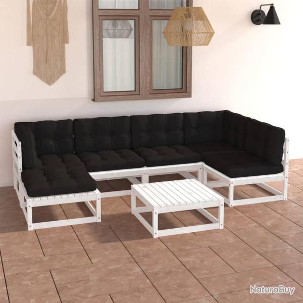 Salon de 7 pcs avec coussins Bois de pin massif
