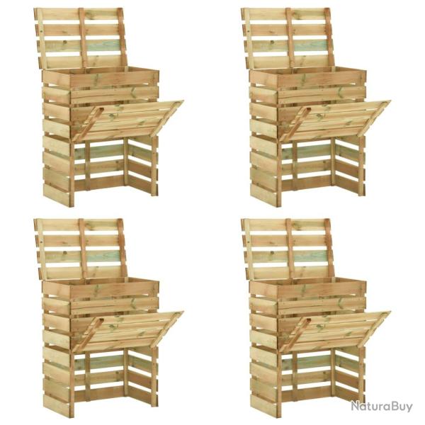 Composteur de � lattes 4 pcs 80x50x100 cm Pin impr�gn�