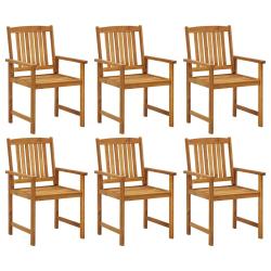 Lot de 6 chaises, bois d'acacia massif, pour le jardin