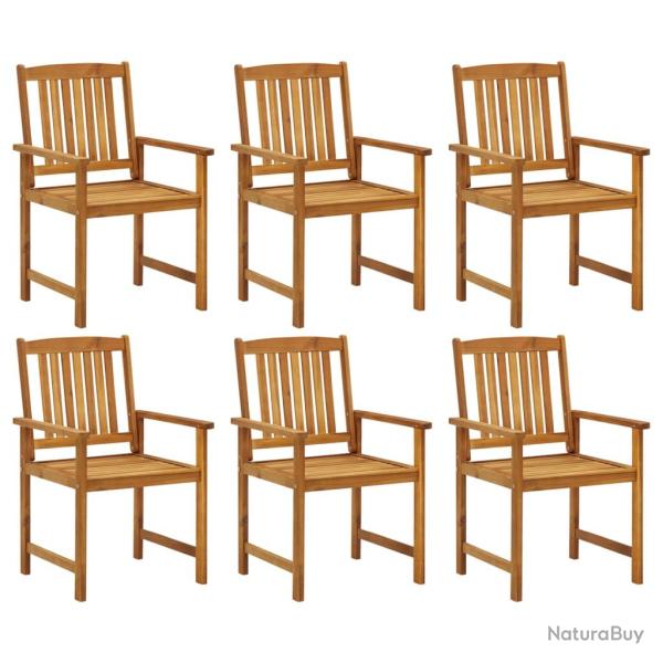 Lot de 6 chaises, bois d'acacia massif, pour le jardin