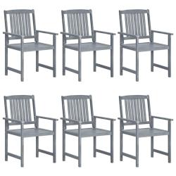 Chaises de lot de 6 Bois d'acacia massif Gris