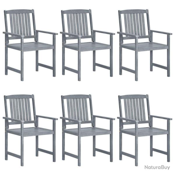Chaises de lot de 6 Bois d'acacia massif Gris