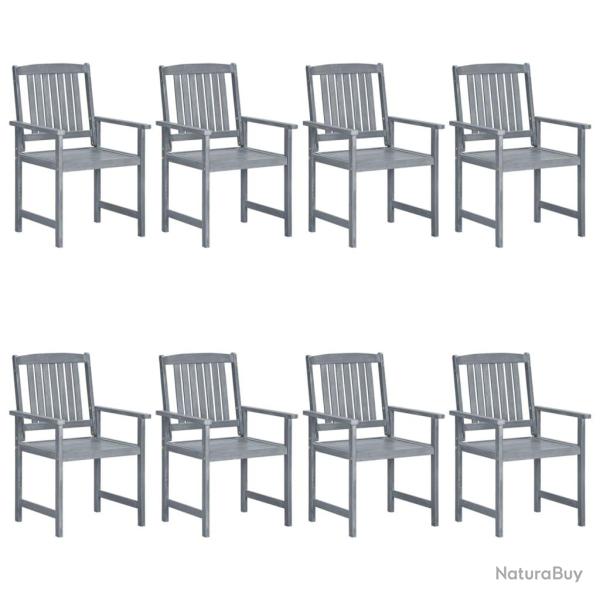 Chaises de lot de 8 Bois massif d'acacia Gris