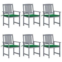 Chaises de et coussins lot de 6 Bois acacia massif Gris