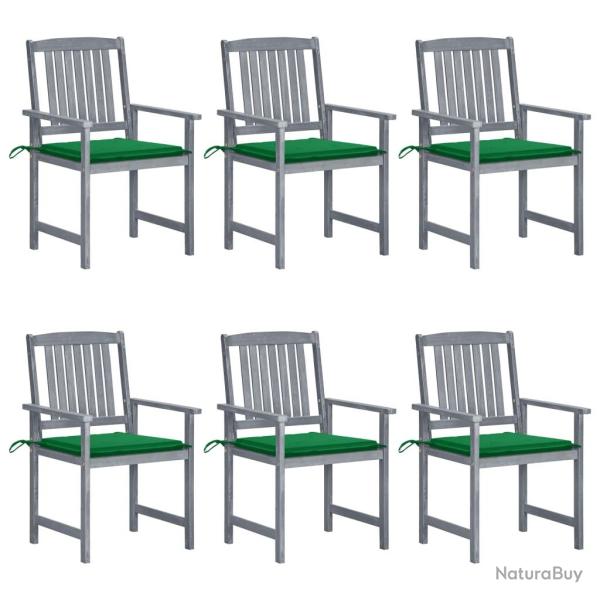 Chaises de et coussins lot de 6 Bois acacia massif Gris