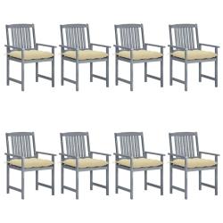 Chaises de et coussins lot de 8 Bois acacia solide Gris