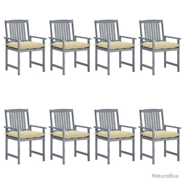 Chaises de et coussins lot de 8 Bois acacia solide Gris