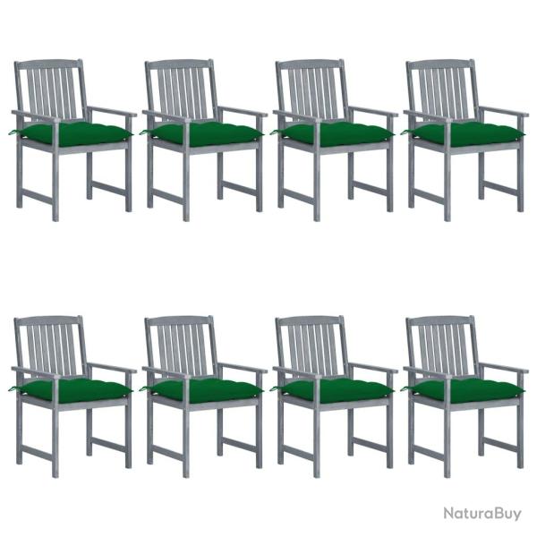 Chaises de et coussins lot de 8 Bois acacia solide Gris
