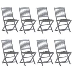 Chaises pliables d'ext&eacute;rieur lot de 8 et coussins Bois d'acacia