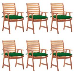 Chaises &agrave; manger d'ext&eacute;rieur lot de 6 et coussins Acacia massif