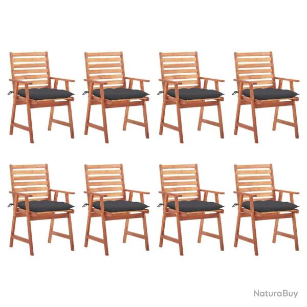 Chaises � manger d'ext�rieur lot de 8 et coussins Acacia massif