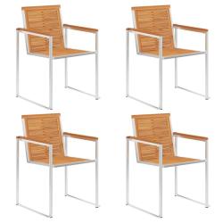 Chaises de lot de 4 Bois d'acacia solide et inox