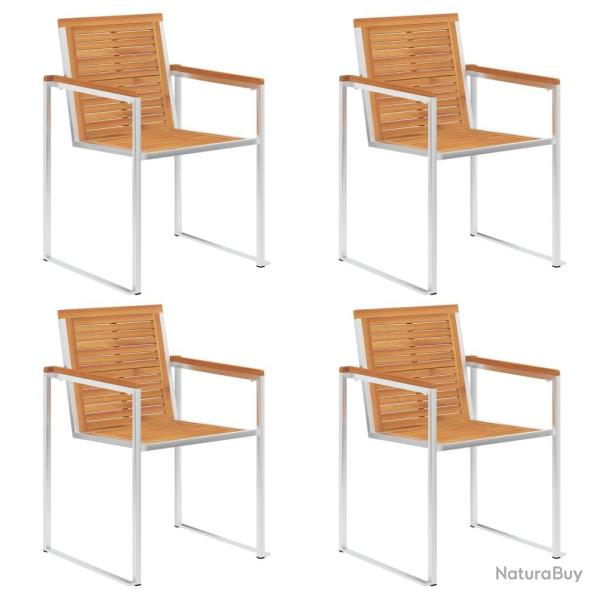 Chaises de lot de 4 Bois d'acacia solide et inox